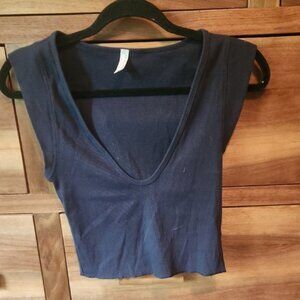 Free People Gray Sleeveless Fitted Crop Top